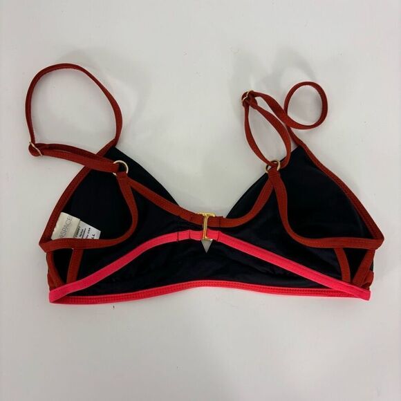 L*Space Black with Dark Red & Pink Outline Bikini Swimsuit Top - Picture 2 of 5